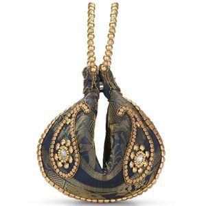 Potli Fortune Cookie Bag Beaded Elephant Navy